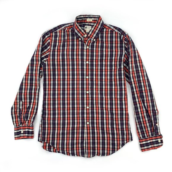 Men's J. Crew Plaid Cotton Button Down‎ Shirt Medium Collared Long Sleeve - Picture 1 of 8